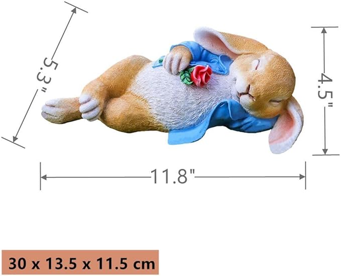 iRonrain Garden Statues Rabbit, Fantasy Bunny Outdoor Art Décor Animal Figurines Ornament for Thanksgiving Day, Christmas Statue Decorations for Garden Yard Lawn Indoor Sculpture (Blue)