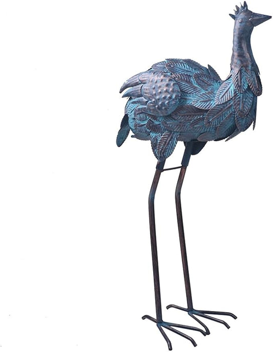 Retro Style Metal Ostrich Statue Outdoor Indoor Garden Yard Art for Patio Lawn Backyard Decoration