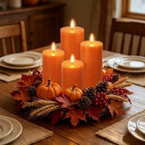 Orange Flameless Pillar Candles - Remote Control, Fall Decor