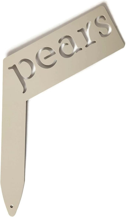 Planter Size Small Metal Garden Plant Vegetable Flower or Herb Markers 13.5 Inches Tall (pears, Cream)