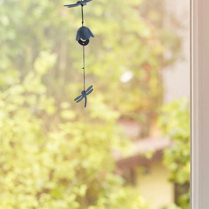 Milisten 2pcs Vintage Iron Wind Chime Japanese Hanging Decor for and Patio Design Unique Hummingbird and Dragonfly Shapes Elegant Outdoor Ornament
