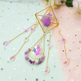 Amethyst Suncatcher Crystal Boho Decor, St Valentine's Day Gift Spiritual, Purple Gemstone Sun Catcher Hanging for Windows, Birthstone Hanging, Raw Stone (Amethsyt)