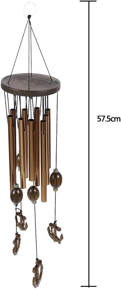 BORDSTRACT Metal Anchor Wind Chime, 9 Tube Nautical Design with Soothing Sounds for Outdoor Garden Patio Decor Hanging Home use