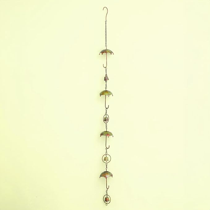 Ancient Graffiti Umbrella & Bell Rain Chains, Copper Colored, Pack of 2