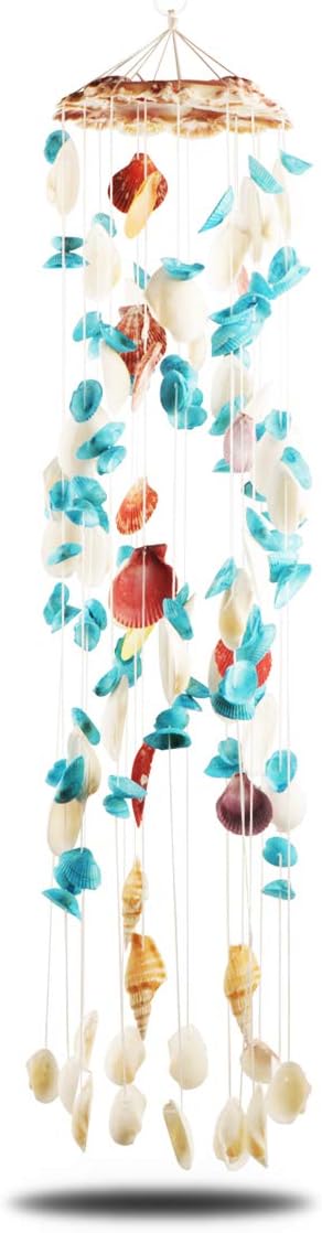 Jangostor Seashell Wind Chimes Multi Color Handmade Wind Chimes, for Garden Bar Store Hanging Ornament Home Decor Beach Decoration Party Gift (6.7 x 29 Inches)