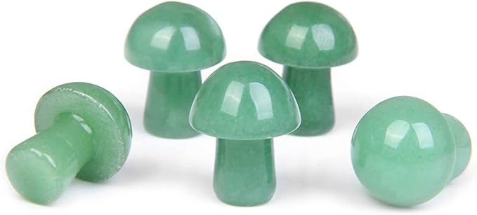 15PCS Green Aventurine Natural Stones Mushroom Sculpture Decor Crystal for Home Crafts Flower Pot Gemstone Mini Mushroom Hand Making Yard Decoration