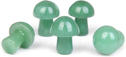 15PCS Green Aventurine Natural Stones Mushroom Sculpture Decor Crystal for Home Crafts Flower Pot Gemstone Mini Mushroom Hand Making Yard Decoration
