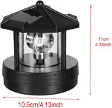 4.33inch LED Solar Powered Lighthouse, IP44 Waterproof, 360 Degree Rotating Lamp Waterproof Statue Rotating Lights for Garden Yard Outdoor Decor(Black,Size:M)