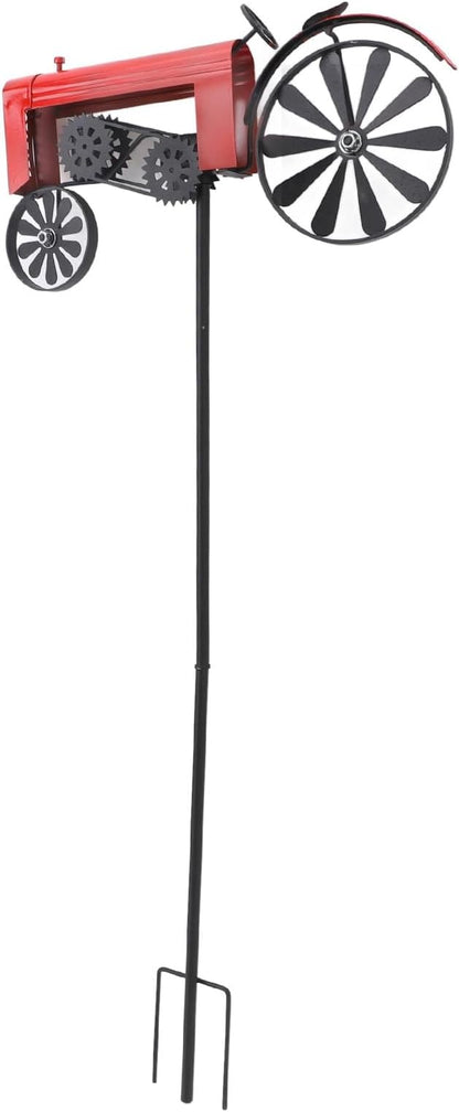 Farm Tractor Windmill,Tractor Wind Spinner Yard Ground Stake Statue Garden Windmill Decoration Lawn Floor Stakes Art Ornament for Outdoor Garden Yard Patio Decor (Red)