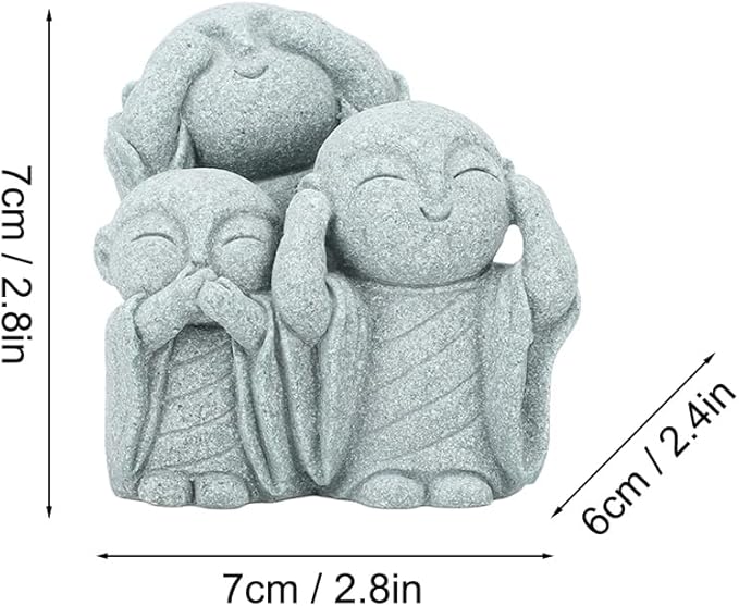Mini Monk Buddha Statue Green Sandstone Statues Zen Monk Praying Statue Sculptures for Wealth Good Luck Feng Shui Decor Home Fish Tank Aquarium Garden (Style 3)