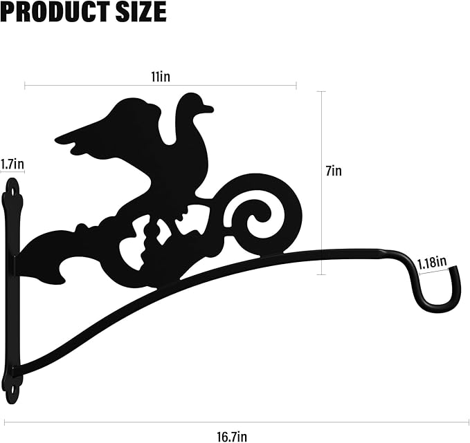 Plant Hangers Hooks,Hanging Bracket Outdoor Decoration Hooks Black 16 Inch Anti Rust Metal Plants,Lights,Planters,Lanterns,Hanging Bird Feeders,Wind Chimes,Indoor