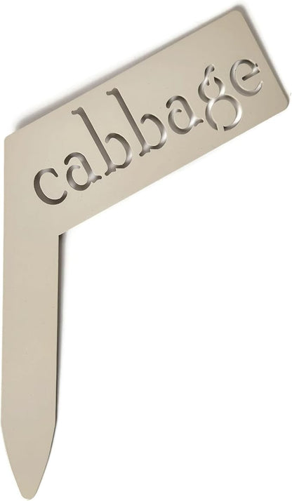 Planter Size Small Metal Garden Plant Vegetable Flower or Herb Markers 13.5 Inches Tall (cabbage, Cream)