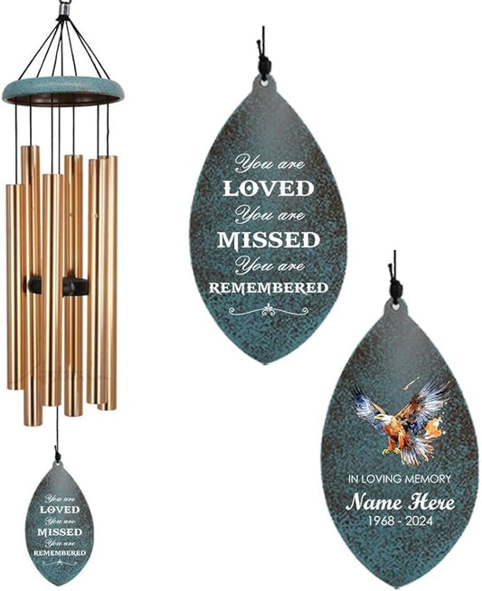 ASTARIN Personalized Wind Chimes for Outside Deep Tone,Customized Windchime Outdoors, Chimes for Outdoors,Sympathy Wind Chimes Memorial for Mom Dad，All Metal Wind Chime