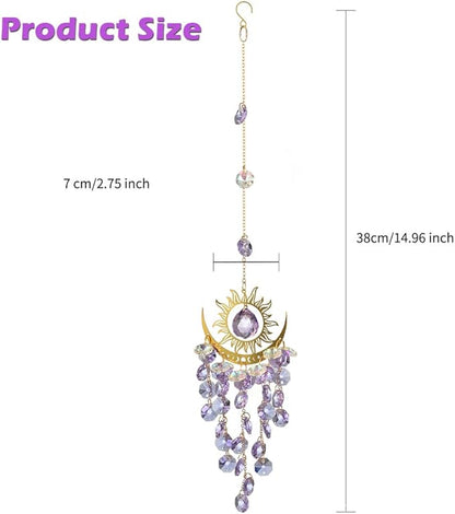 Crystal Suncatcher, Suncatchers for Windows Hanging, Sun Catchers Indoor Window, Unique Crystal Wind Chimes for Indoor & Outdoor Decoration, Gift for Sutffers Home Decor (Purple)