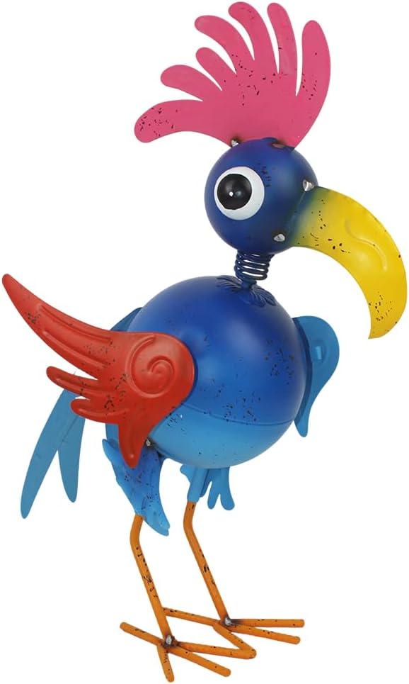 Playful Rooster Yard Statue, Metal Rooster Figurine Garden Decor Outdoor, Metal Chicken Yard Art for Patio, Yard, Farmhouse