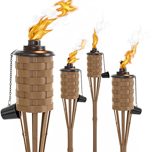 ONETHATCH Citronella Torches - Brown Bamboo 60" 4-Pack