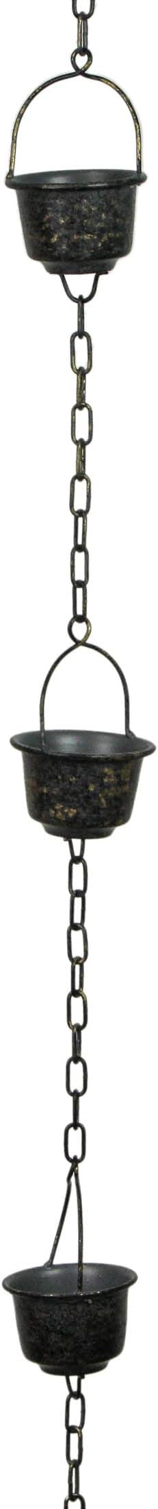 Things2Die4 75 Inch Metal Cup & Bird Rain Chain – Outdoor Gutter Downspout Decorative Hanging Garden Accent, Weather-Resistant Metal