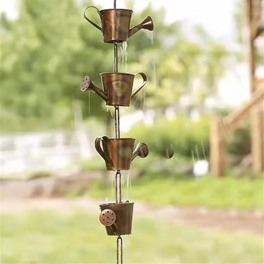 Hanging Rain Chain for Gutters,Metal Decorative Rain Catcher Gutter Chains with Bells,for Outside Garden Patio Home Wall Art Ornaments,Creates Soothing Sound (B)