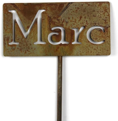 Classic Metal Garden Markers Clearance Items 20 to 33 Inches Tall (Marc, Naturally Rusted)