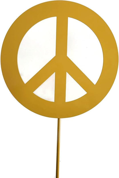Peace and Heart Staked Signs or Wall Art Rustic or Powder Coated Finishes (Peace Small Stake 21", Dark Yellow)
