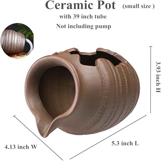 Outdoor Garden Fountain Spitter Pond Water Feature Pump DIY Ceramic Pot Decoration (5.3 inch Color 1)