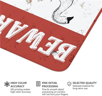 QHOVPA Farm Yard Sign Lawn Sign Metal Sign, Fun Beware Goose Shit Everywhere Sign for Home Farmhouse or Business Use 8x12 inches Signage