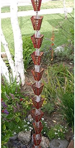 Arts & Crafts Square Cups Rain Chain with Installation Kit (12 Foot)
