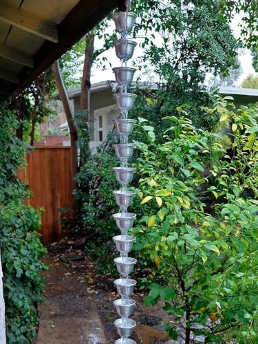 Nutshell Stores Bell Cups Rain Chain - Aluminum - 12 Feet
