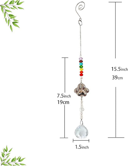 Pet Dog Memorial Gifts Paw Print Sun Catcher Crystals Prisms Hanging Dog Sympathy Window Garden Decor Wind Chime Rainbow Bridge Gifts for Loss Friend Birthday (1pcs Ball)