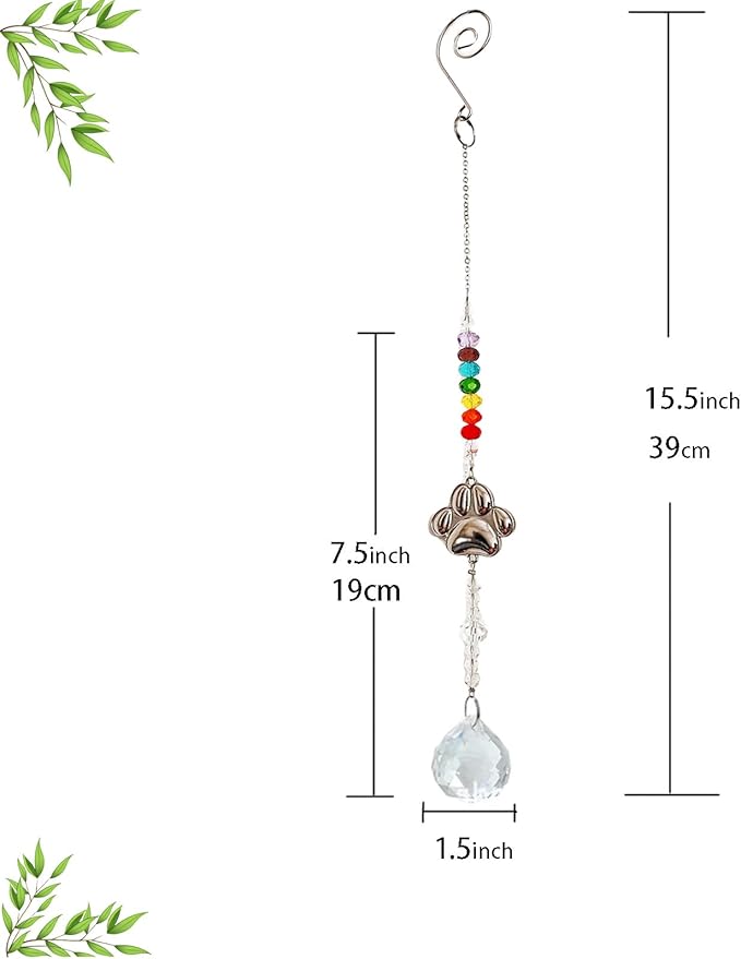 2pcs Pet Dog Memorial Gifts Paw Print Sun Catcher Crystals Prisms Hanging Dog Sympathy Window Garden Decor Wind Chime Rainbow Bridge Gifts for Loss Friend Birthday (Ball)