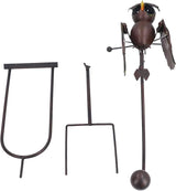Haofy Iron Lawn Owl Sculpture, Brown Garden Art Bird Flapping Large Ornaments, Flying Owl Garden Art Decorative Stakes for Outdoor Yard