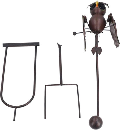 Haofy Iron Lawn Owl Sculpture, Brown Garden Art Bird Flapping Large Ornaments, Flying Owl Garden Art Decorative Stakes for Outdoor Yard