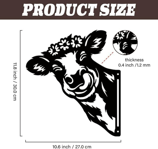 SUPERDANT Metal Peeping Cow Garden Decor for Outside Animals Yard Stakes for Decorations Outdoor Statues Iron Art Stake Decorative Silhouette Lawn Ornament Patio Porch Farmhouse Decoration Gifts