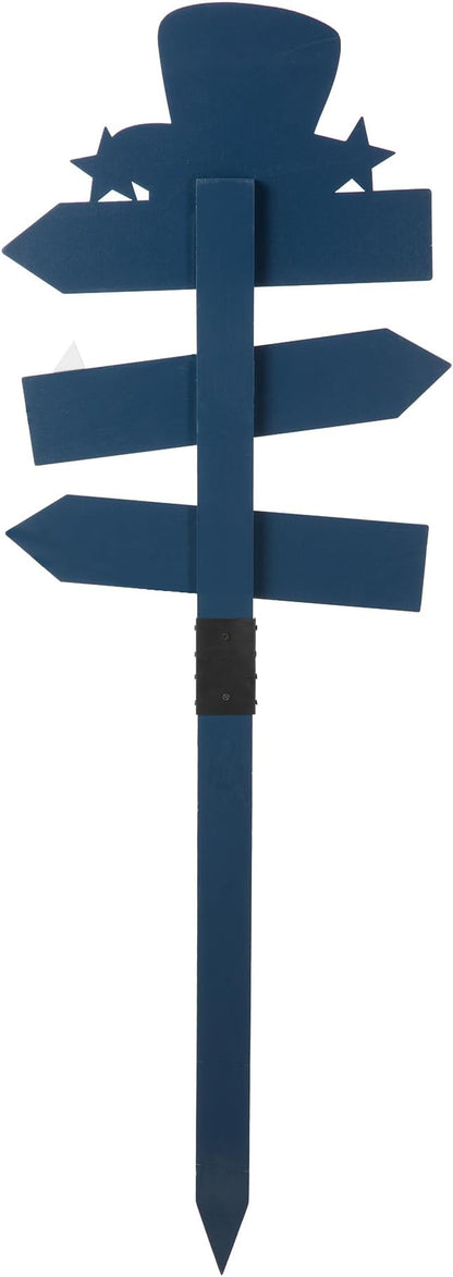 Glitzhome 36" H Patriotic Yard Stake,American Wooden Top Hat Word Sign Yard Stake 4th July Garden Yard Welcome Signs Independence Day Indoor Outdoor Decorations