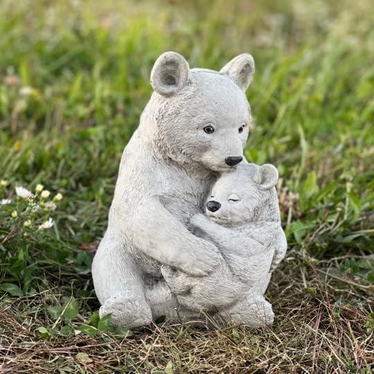 Bears Statue Garden Baby Bear Figurine Concrete Animals Sculpture Lawn Statue for Home and Garden
