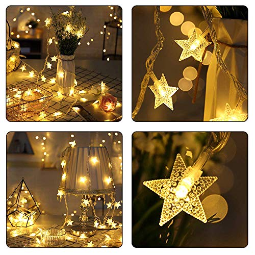 Iridescent Star String Lights - 16ft 50 LED Warm White