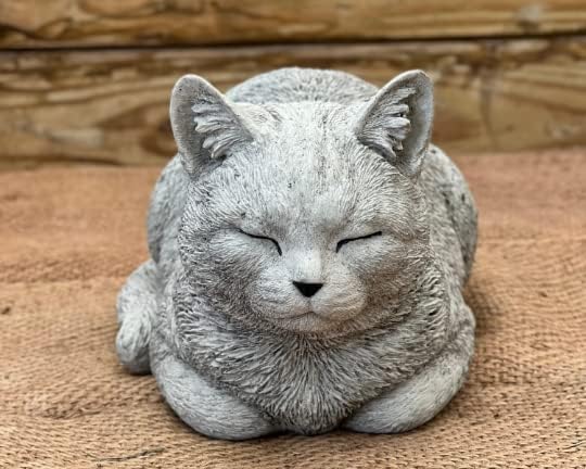Cute Laying Kitty Resting Cat Statue Sleeping Cat Figurine Pet Memorial Stone Cat Concrete Garden
