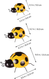 Kisangel 3pcs Iron Art Ladybug Ornaments for Garden Realistic Simulated Decorations Nature Guys