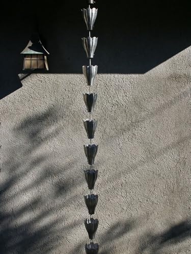 Nutshell Stores XL Scallop Cups Rain Chain - Aluminum - 17 Feet