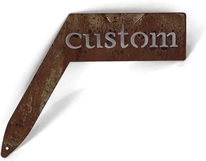 Planter Size Small Metal Garden Plant Vegetable Flower or Herb Markers 13.5 Inches Tall (Custom Text, Naturally Rusted)