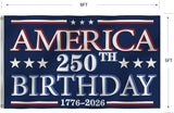 250 Years Of Freedom Blue Flags 5X8Ft, 250th Birthday Flag, Men Women Banner,Vibrant Colors, Double Stitched with 2 Brass Grommets, Bar Garden Street Decoration, GYM, Office Decor,Indoor Outdoor Use,Gifts. (Blue, 5x8ft)
