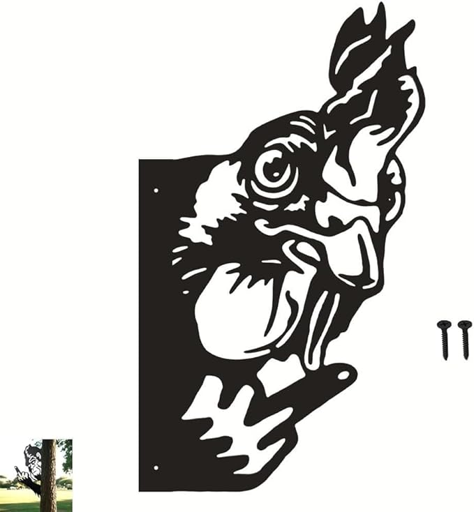 Flipping Off Bigfoot Peeking Animal Metal Sign Funny Middle Finger Yard Art Decor for Tree, Fence, or Corner Outdoor Farmhouse Garden Ornament for Home or Cabin Decoration (#I, 12IN)