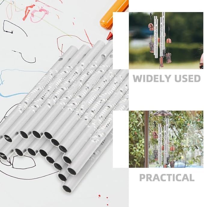 Toddmomy 30Pcs Wind Chime Tubes Metal Pipes for DIY Wind Chimes Hanging Bell Tubes for Outdoor Garden Decoration 3.07In Durable Tubes for Custom Chime Craft Projects