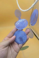 Capiz Seashell Wind Chimes - Small, Unique, Handmade Natural Seashell Wind Chimes for Outside (Blue, 1 Pack)