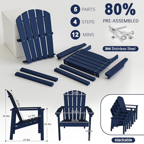 Compact Stackable Adirondack Chairs - Navy HDPE