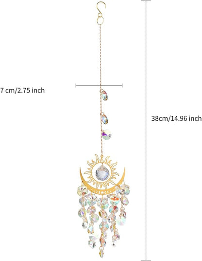 Prism Window Suncatcher Hanging Indoor Celestial Crystal Moon and Sun Catchers Rainbow Maker