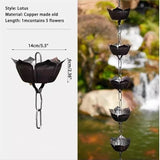 Copper Old Rain Chain for Gutters, Roof Rain Collector/Diverter, Metal Chain Type for Villa Temples(Style 1,2.4m/8ft)