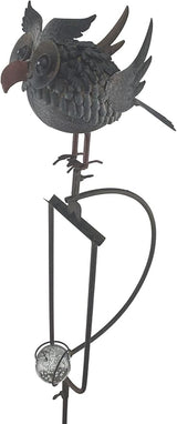 Red Carpet Studios Garden Stake Yard Art Metal and Glass Balance Rocker with 4-Prong Stake, 55" Tall, Owl