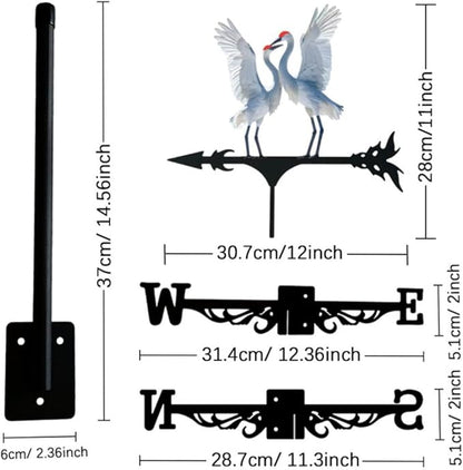 Colorful Red-Crowned Crane Weather Vane Metal Peacock Rooftop Weathervane Iron Wind Direction Indicator Garden Statue Yard Decor Lawn Ornament (Peacock Spreading)