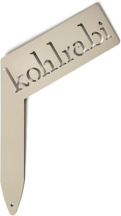 Planter Size Small Metal Garden Plant Vegetable Flower or Herb Markers 13.5 Inches Tall (kohlrabi, Cream)